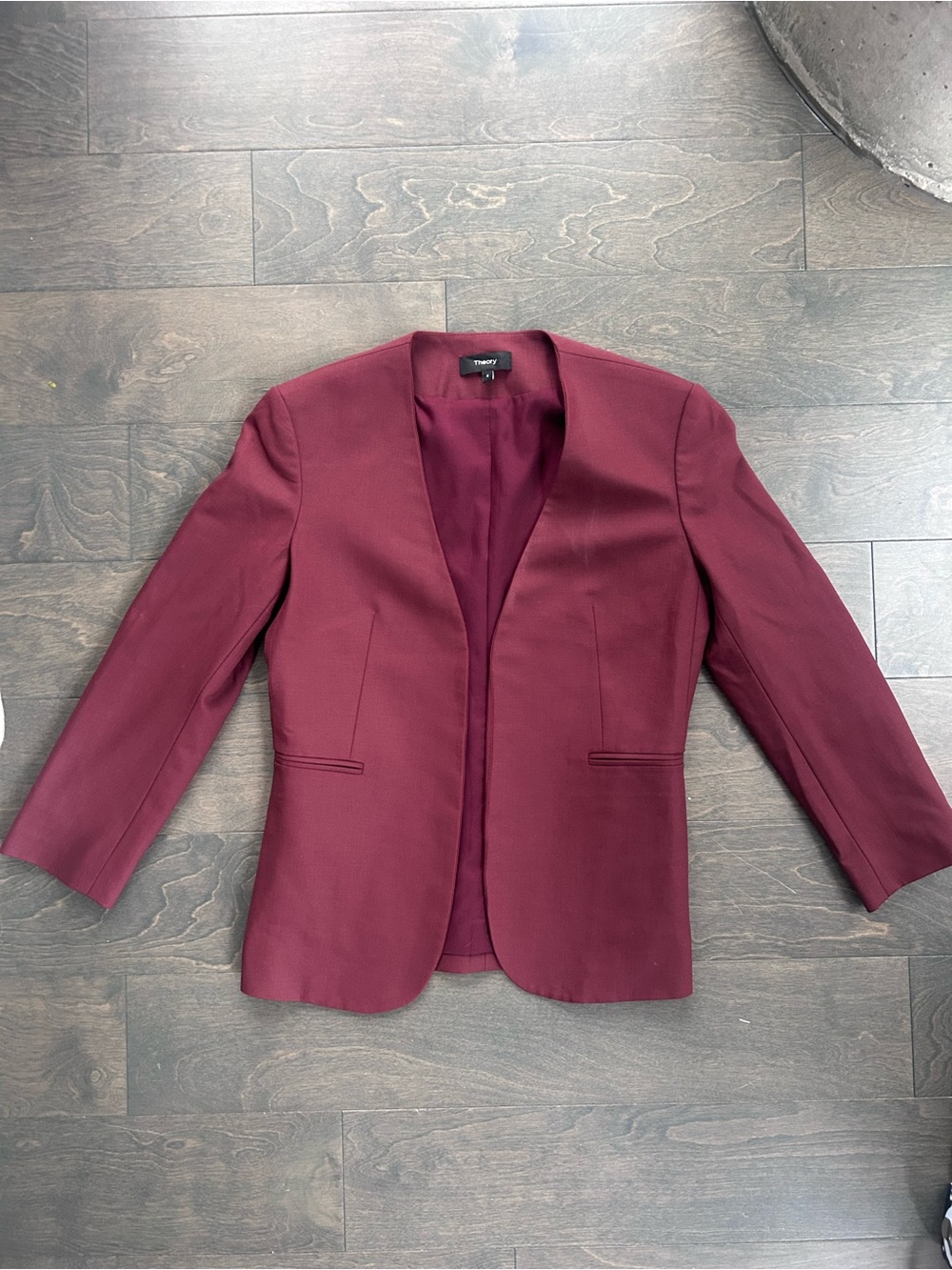 Theory Women's Burgundy Lindraya Open Blazer Jacket Size 0